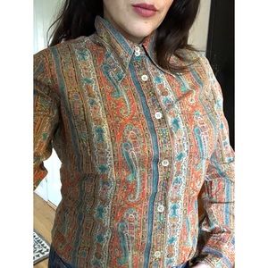 Vintage lucky brand paisley button down top